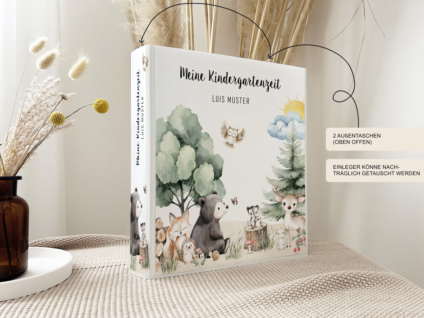 Kindergartenordner "Woodland" personalisiert / Mappe Krippe Schule oder Kita