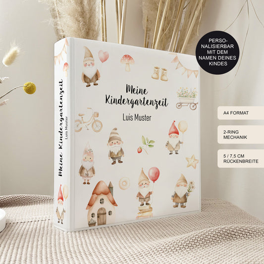 Kindergarten Ordner "Zwerge" personalisiert / Sammelmappe Krippe Schule oder Kita