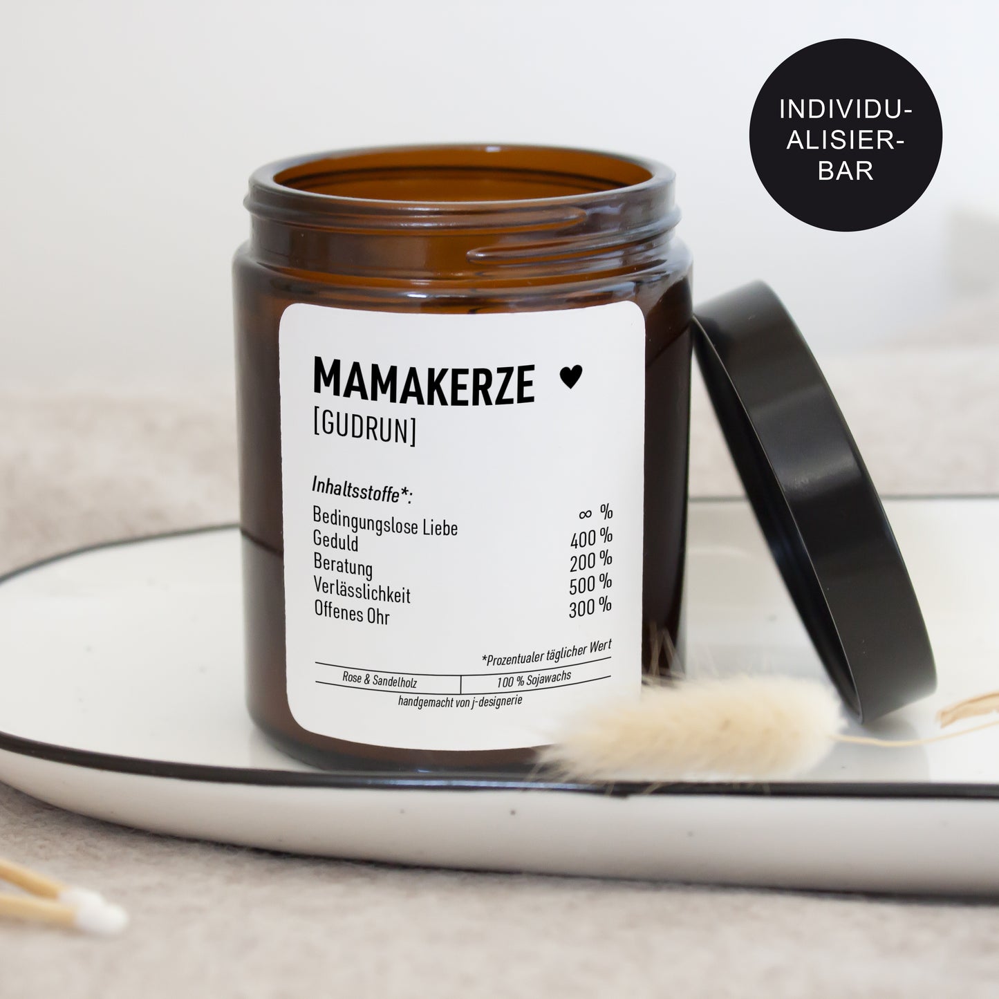 Kerze im Glas "Mama Kerze" personalisierte mit Namen als Geschenk Idee // Mit Spruch zum Muttertag