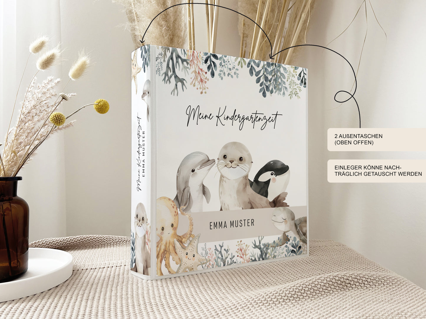Kindergarten Ordner "Meerestiere" personalisiert / Sammelmappe Krippe Schule oder Kita