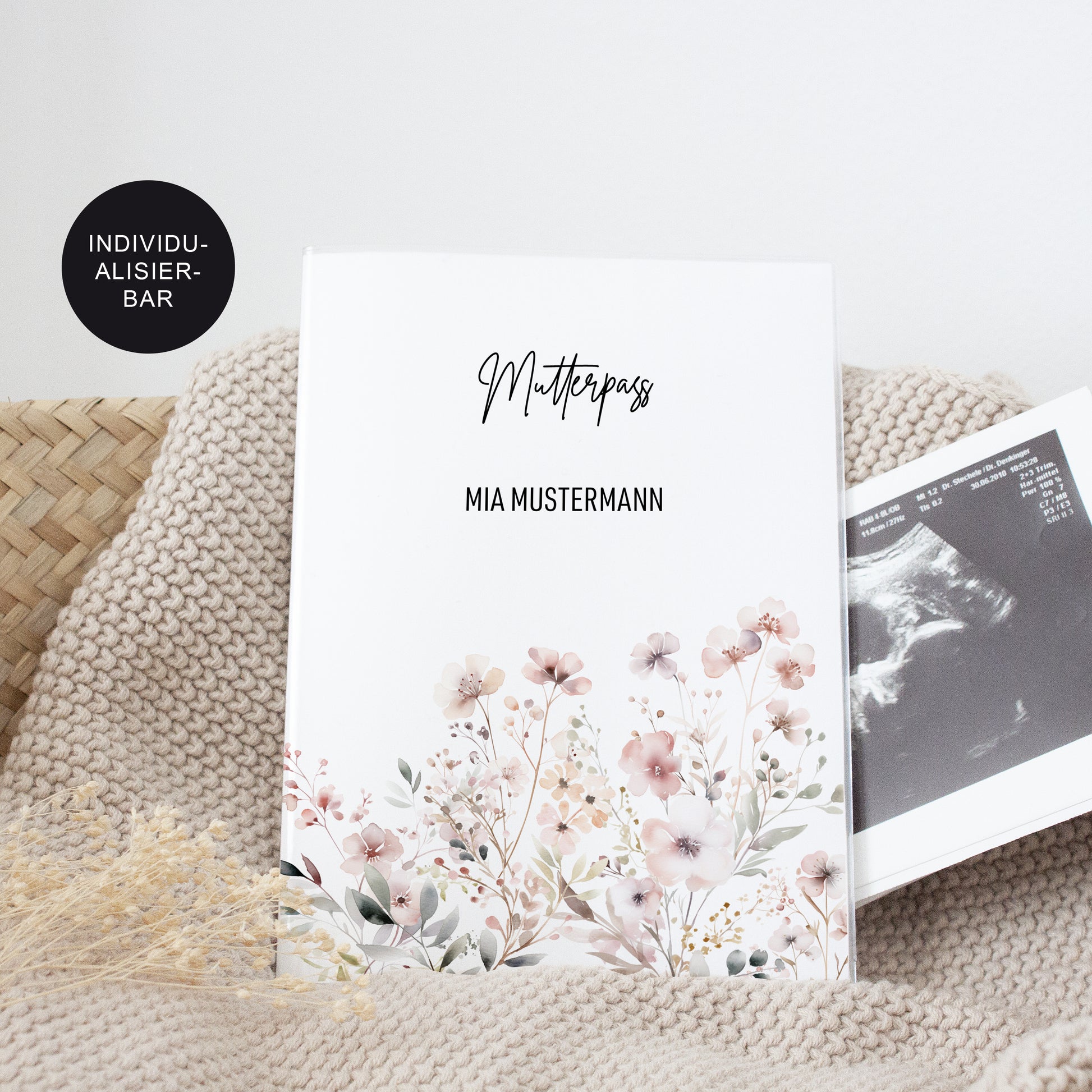 Mutterpass Hülle "Flower" personalisiert – Geschenk Schwangere