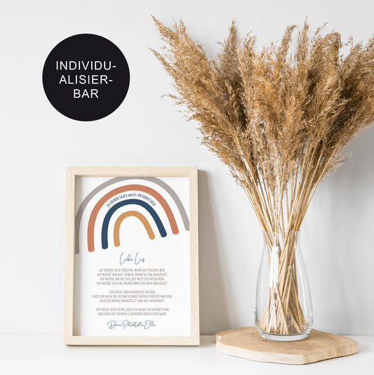 Patenbrief Taufe "Regenbogen schlicht" personalisiert – Geschenk Junge