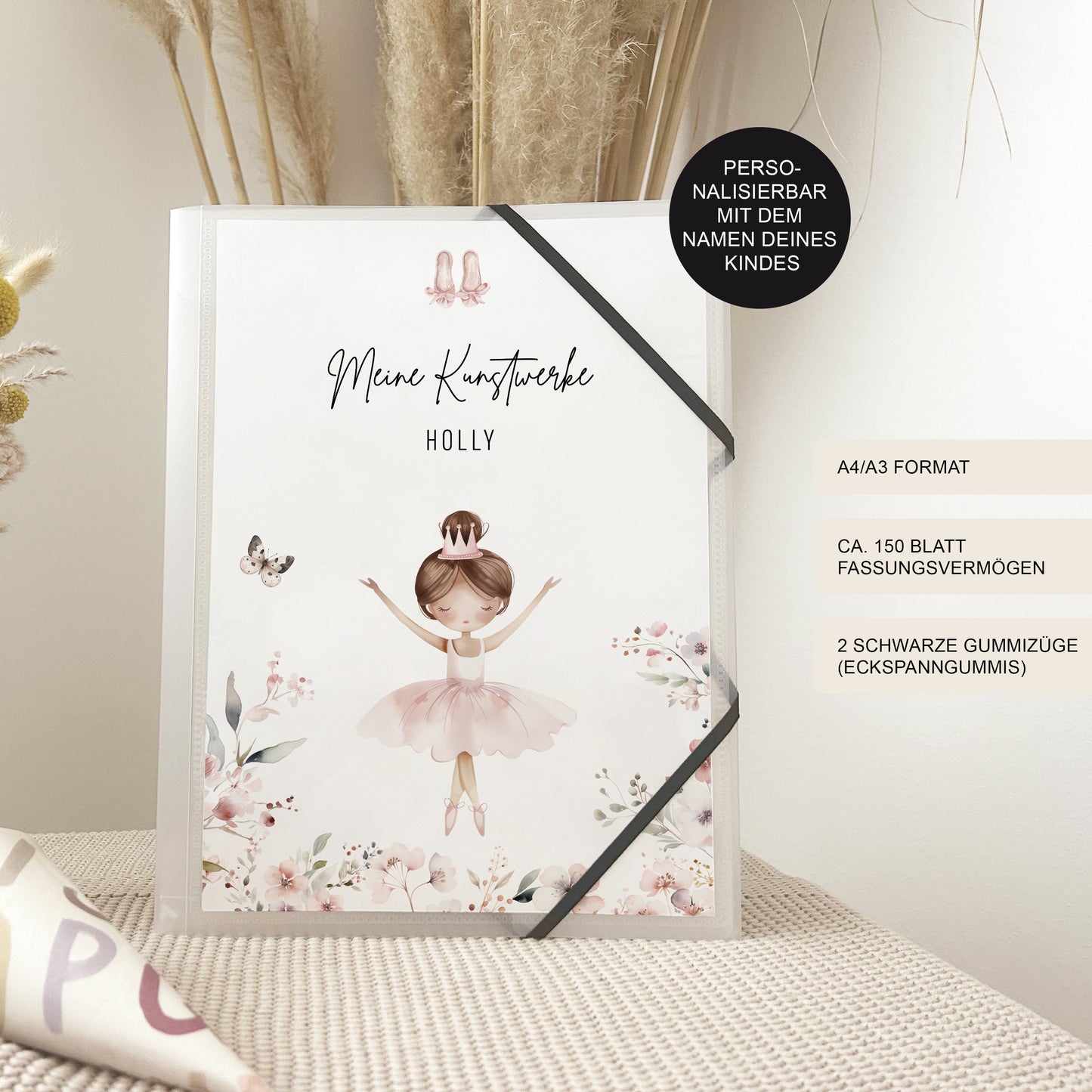 Sammelmappe A4 & A3 "Ballerina" für Kindergarten und Schule – Kunstmappe