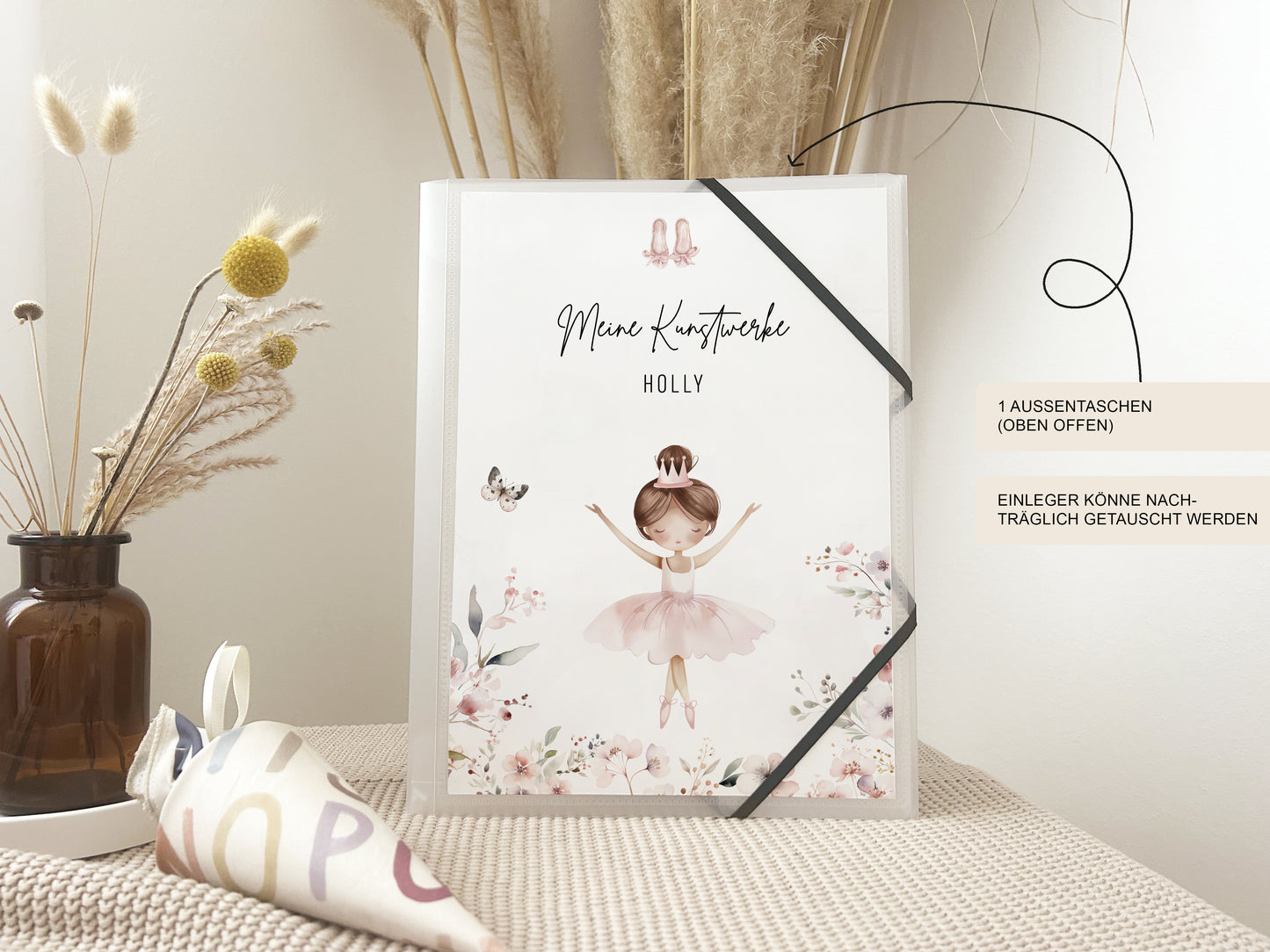 Sammelmappe A4 & A3 "Ballerina" für Kindergarten und Schule – Kunstmappe