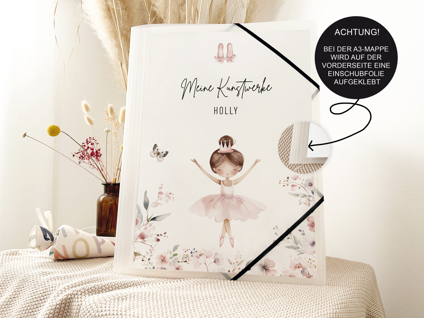 Sammelmappe A4 & A3 "Ballerina" für Kindergarten und Schule – Kunstmappe