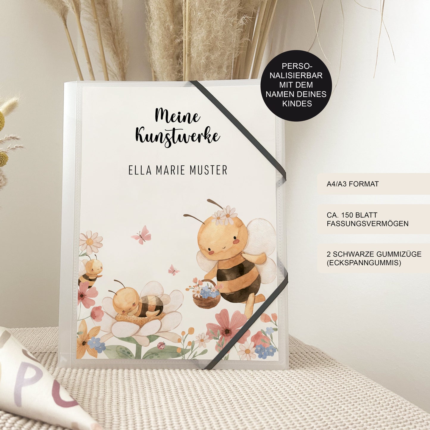 Sammelmappe A4 & A3 "Biene" für Kindergarten und Schule – Kunstmappe