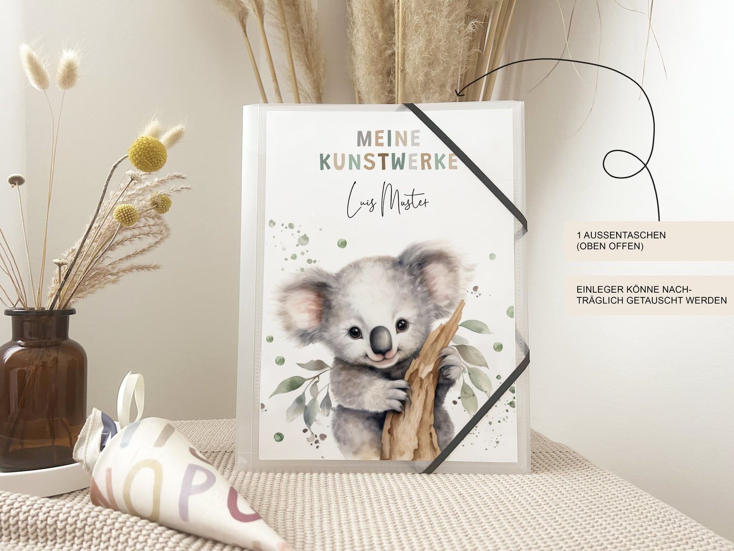 Einschulungsgeschenk für Kinder | Kunstmappe Koala Bär