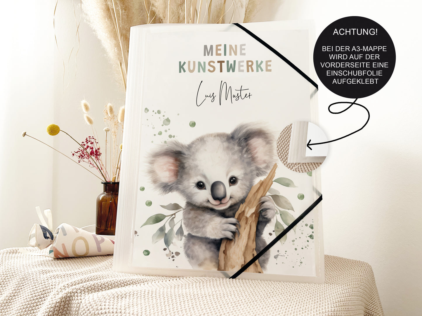 Einschulungsgeschenk für Kinder | Kunstmappe Koala Bär