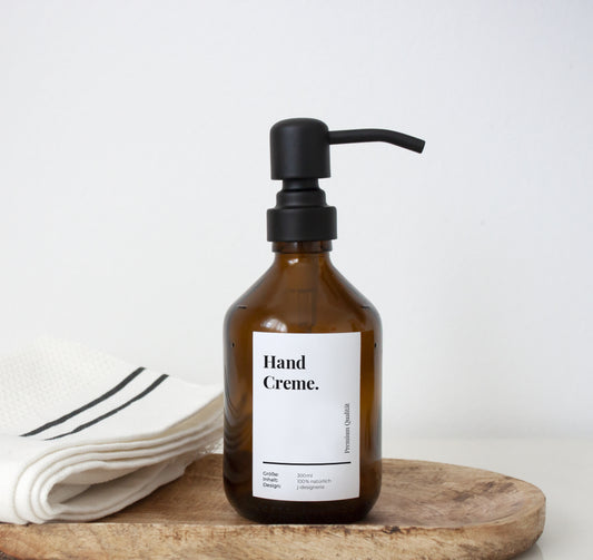 Seifenspender Handcreme für das Bad/Küche – Apothekerflasche aus Braunglas