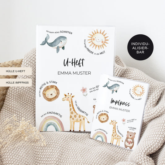 U-Heft Hülle mit Impfpass "Affirmation" personalisiert – Geschenk Geburt Baby Neugeborenes