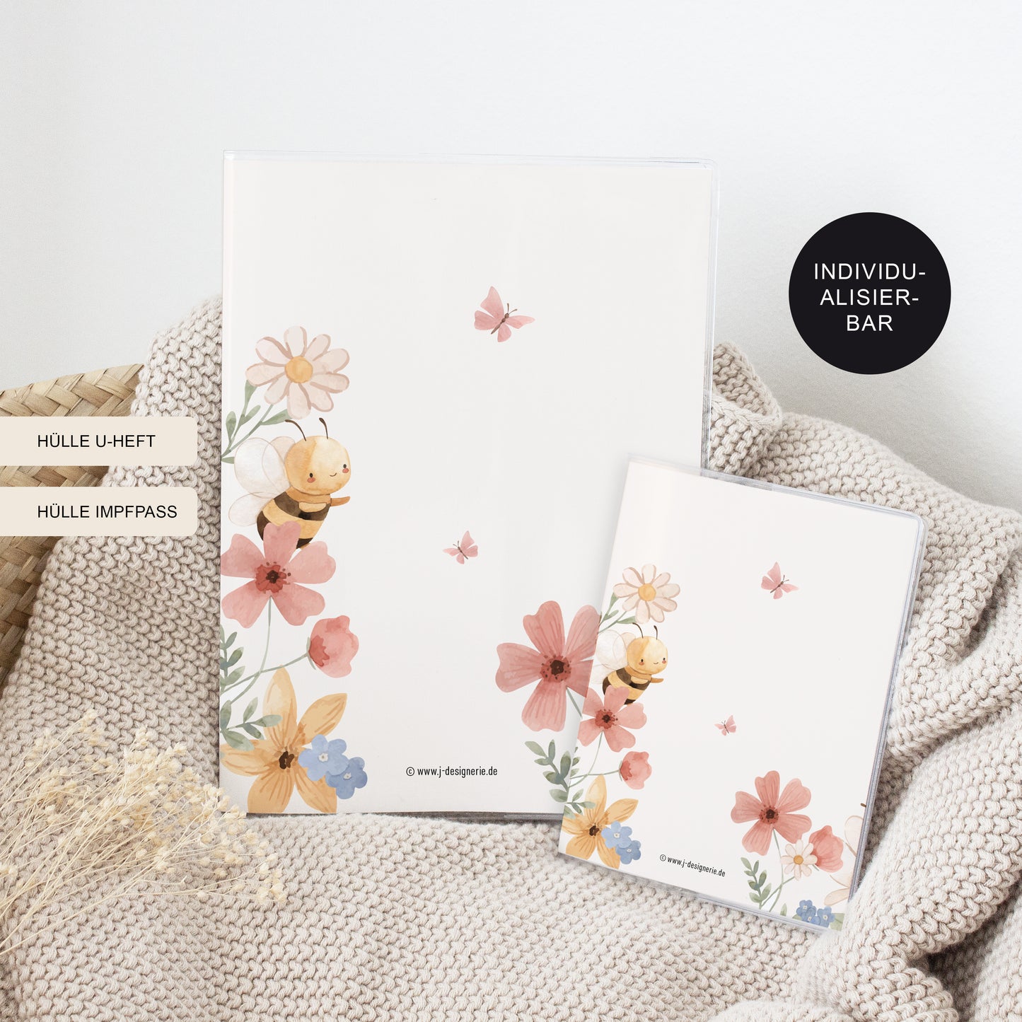 Personalisiertes Geschenk zur Geburt | U-Heft Hülle Biene mit Namen