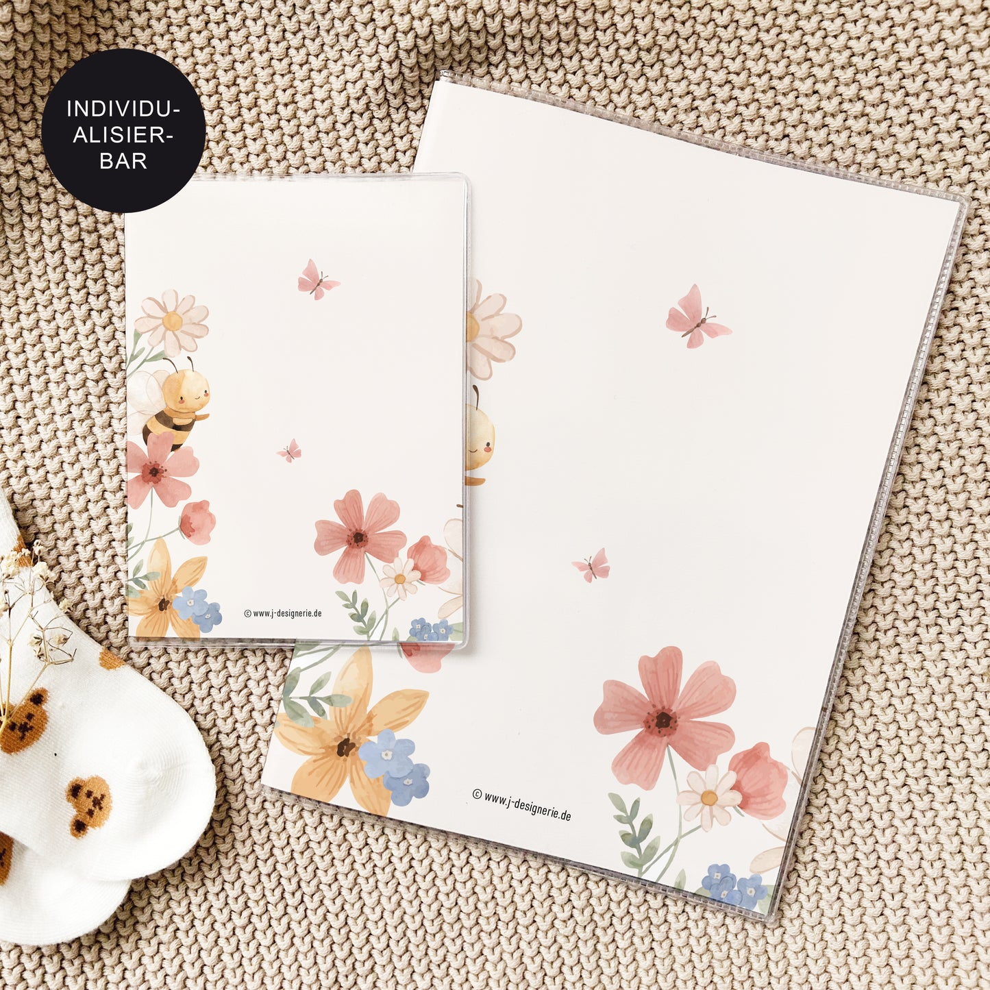 Personalisiertes Geschenk zur Geburt | U-Heft Hülle Biene mit Namen