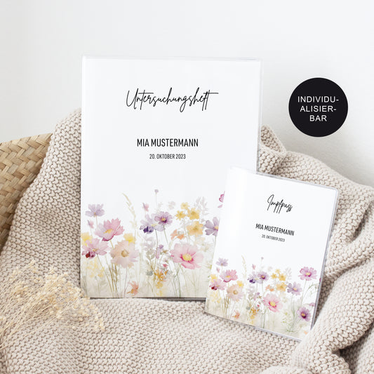 Untersuchungsheft Hülle personalisiert & Impfpass "Flower" – Geschenk Geburt