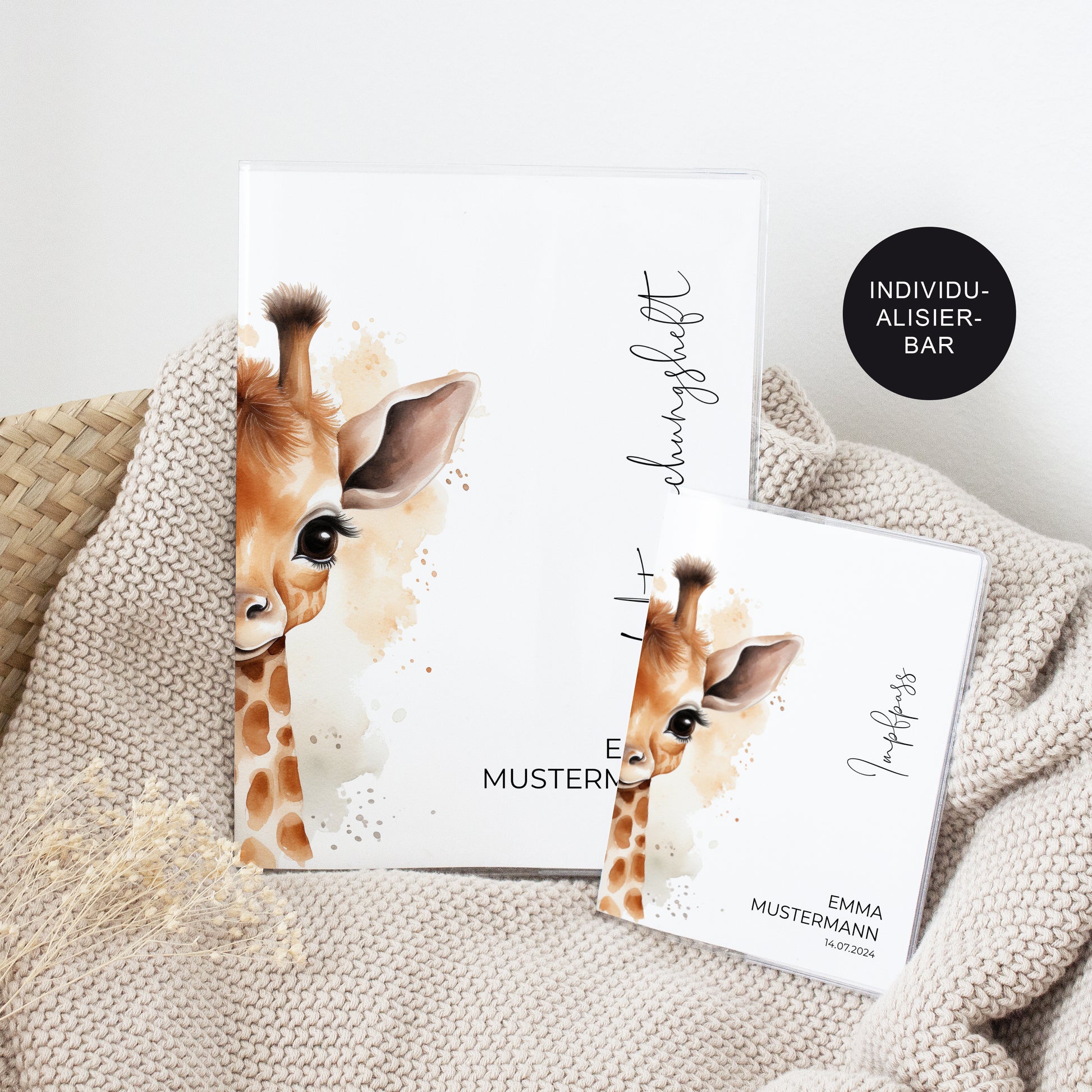 U-Heft Hülle mit Impfpass "Giraffe" personalisiert – Geschenk Geburt Baby Neugeborenes (Kopie)