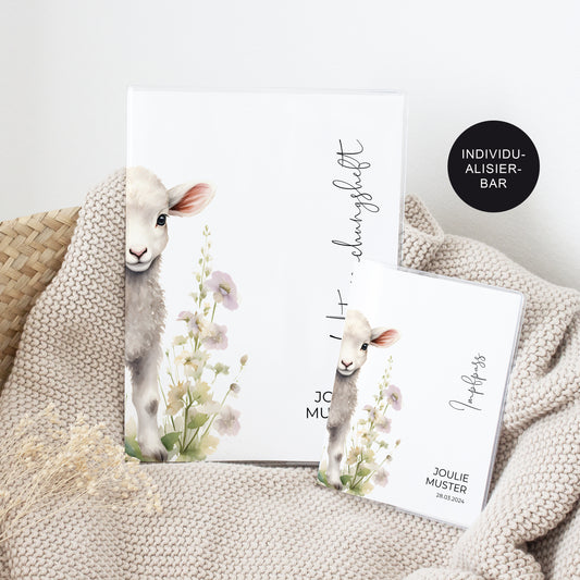 U-Heft Hülle/Impfpass personalisiert "Lämmchen" – Geschenk Geburt Mädchen Junge