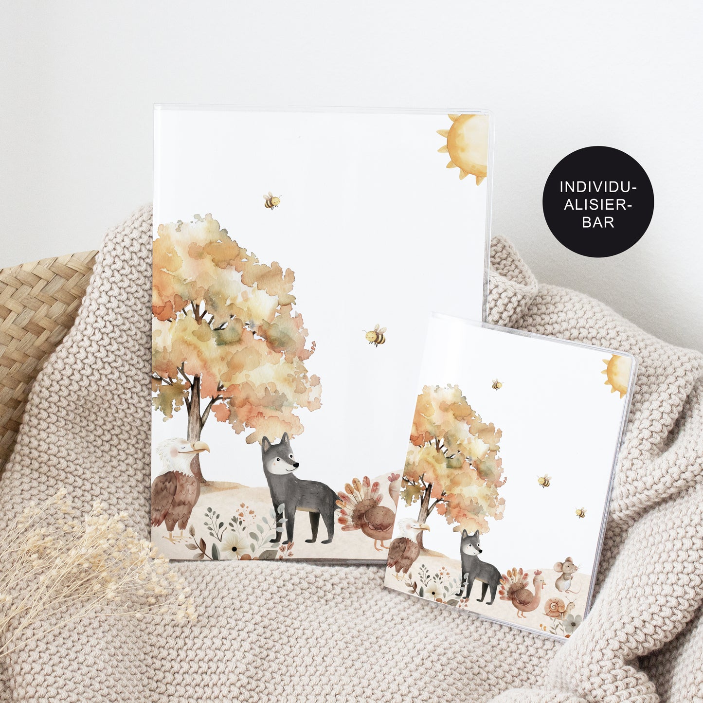 U-Heft Hülle personalisiert & Impfpass "Waldtiere" – Geschenk Geburt Baby