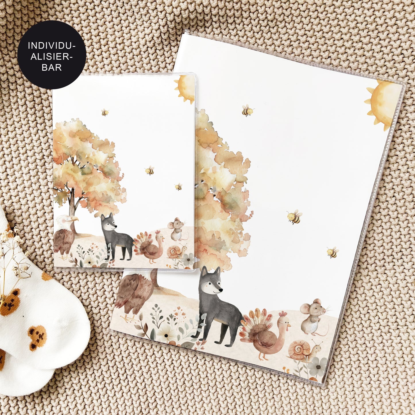 U-Heft Hülle personalisiert & Impfpass "Waldtiere" – Geschenk Geburt Baby