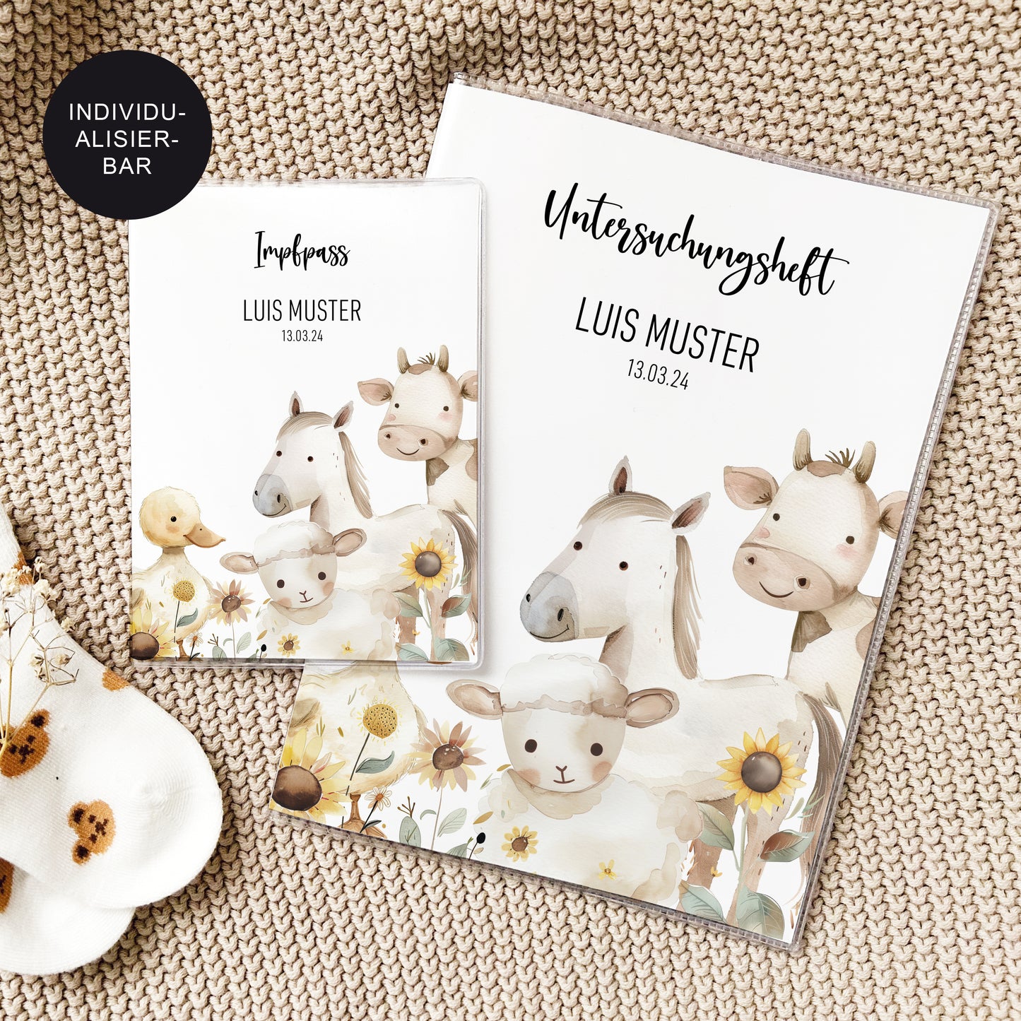 U-Heft Hülle Set personalisiert BAUERNHOF – Geschenk zur Geburt