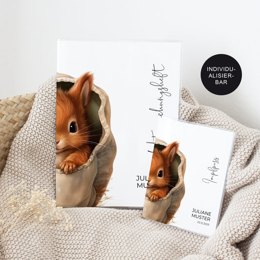 U-Heft Hülle/Impfpass personalisiert "Eichhörnchen" – Geschenk Geburt Baby