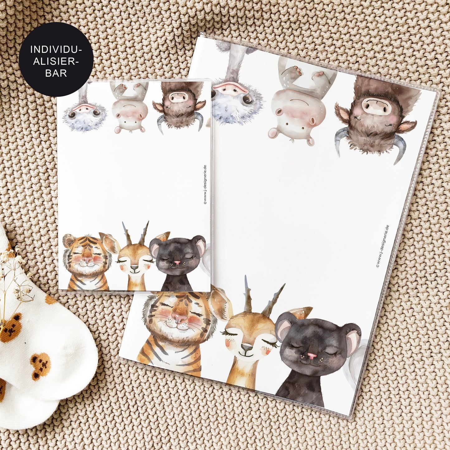 UHeft Hülle mit Impfpass "Safari Porträt" personalisiert – Geschenk Geburt Baby Neugeborenes