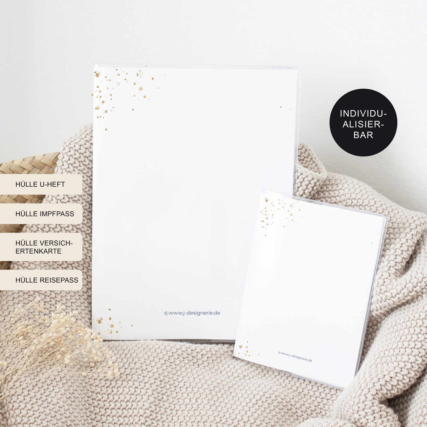 U-Heft Hülle mit Impfpass "Wal und Delfin" personalisiert – Geschenk Geburt Baby Neugeborenes
