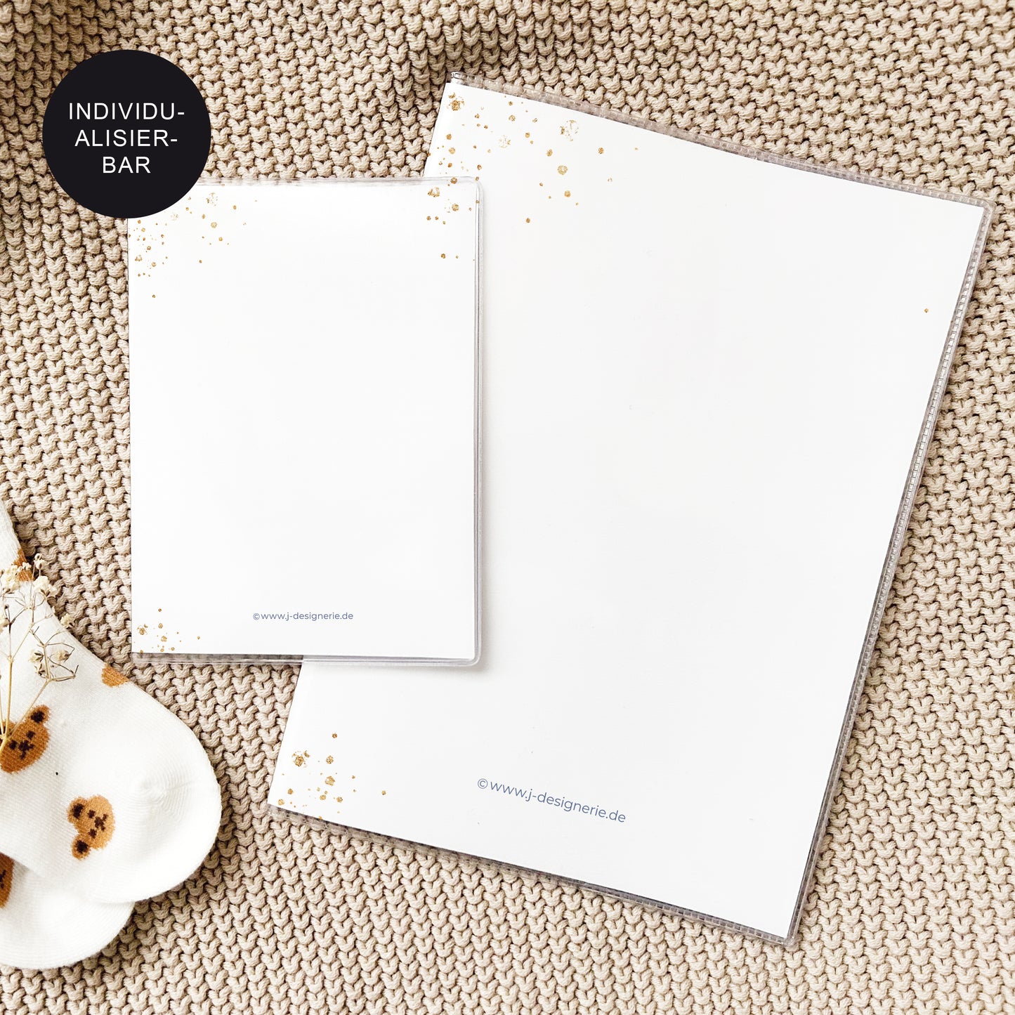 U-Heft Hülle mit Impfpass "Wal und Delfin" personalisiert – Geschenk Geburt Baby Neugeborenes