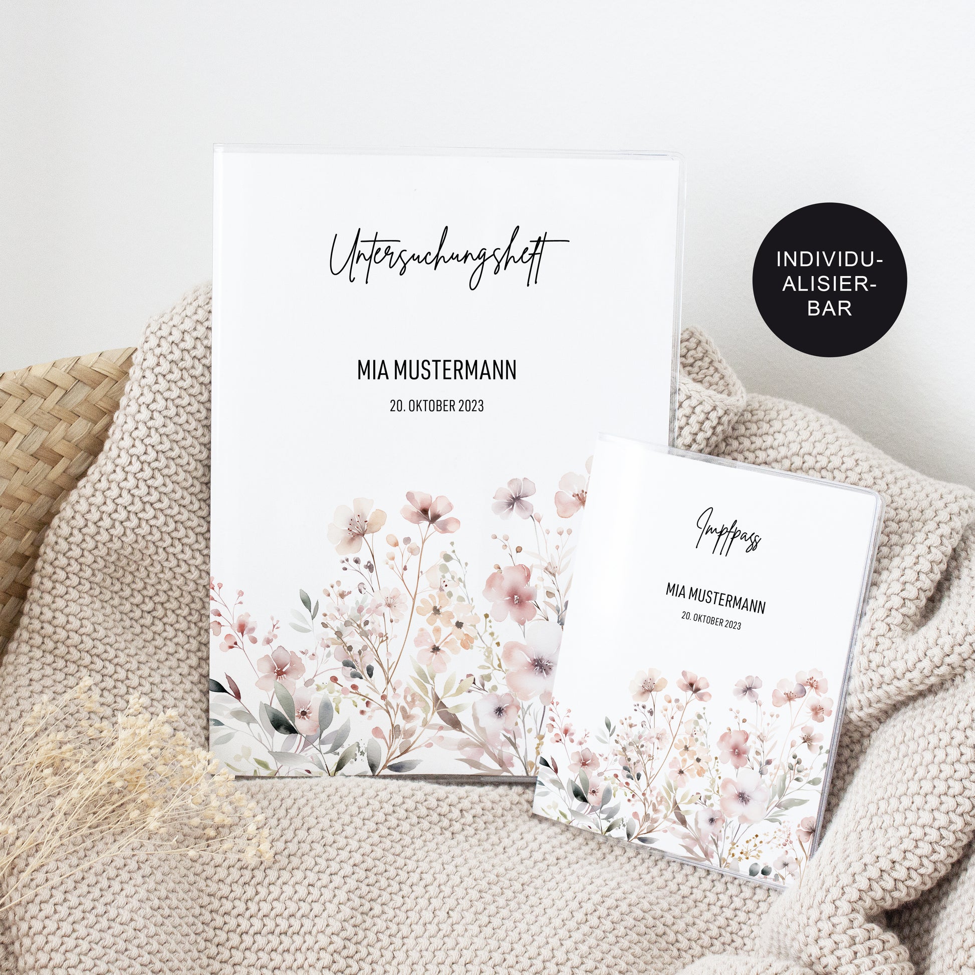 Set U-Heft Hülle personalisiert & Impfpass "Flower" – Geschenk Geburt