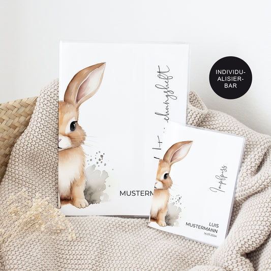 Untersuchungsheft Hülle und Impfpass "Hase" personalisiert – Geschenkidee zur Geburt