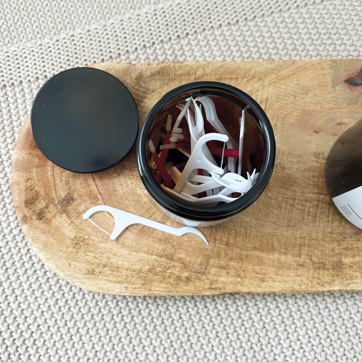 Zahnseide Zahnsticks Aufbewahrung Tiegel –  Bad Deko – Geschenk Idee Einzug