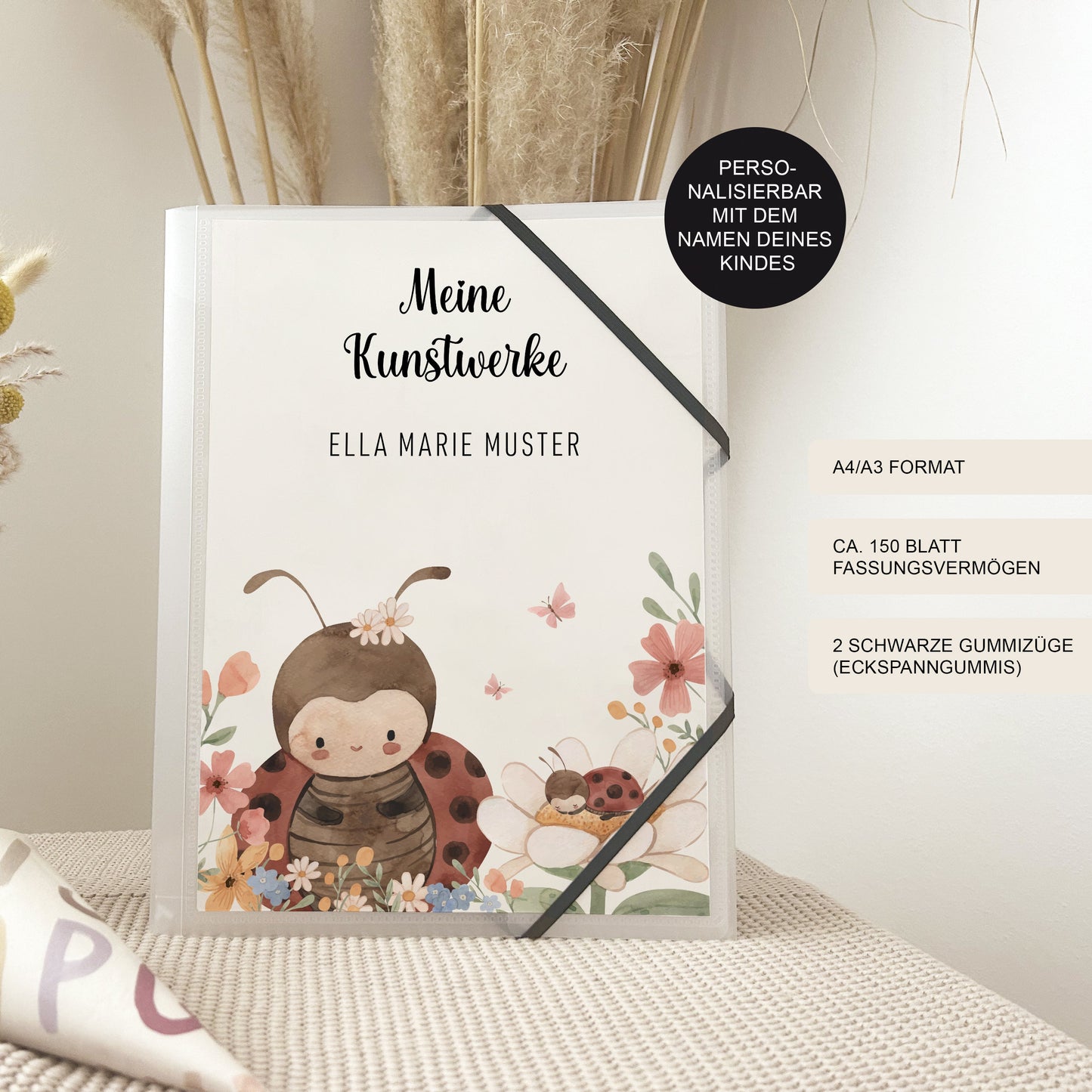 Zeichenmappe A4 & A3 Marienkäfer für Kindergarten und Schule – Kunstmappe