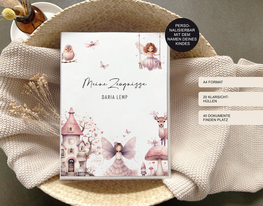 Zeugnismappe"Fairy" personalisiert / Sammelmappe Schule / Geschenk Einschulung