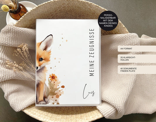 Zeugnismappe "Fuchs" personalisiert / Sammelmappe Geschenk Einschulung