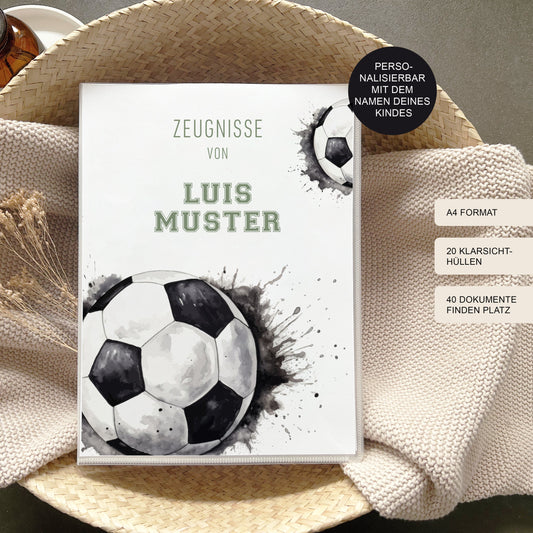 Zeugnismappe Fußball personalisiert / Geschenk Schule erster Schultag Jungen