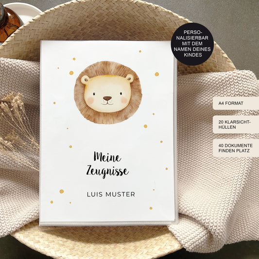Zeugnismappe LÖWE II personalisiert / Geschenk Schule erster Schultag