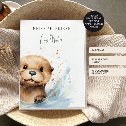 Zeugnismappe OTTER personalisiert / Geschenk Schule erster Schultag