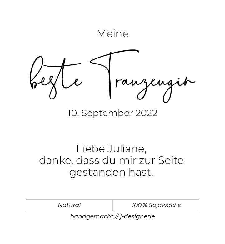 Trauzeugin Geschenk Danke – personalisierte Kerze – Hochzeit