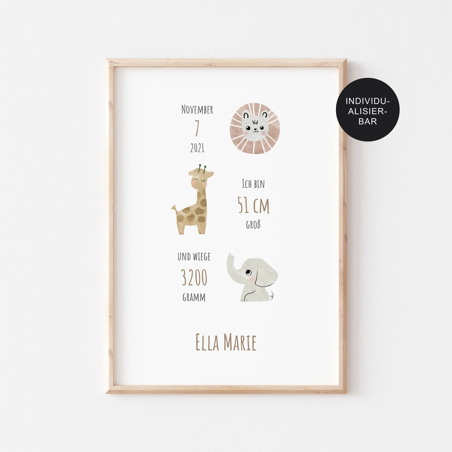 Poster Geburt Boho personalisiert – Kinderzimmer – Geburtstag