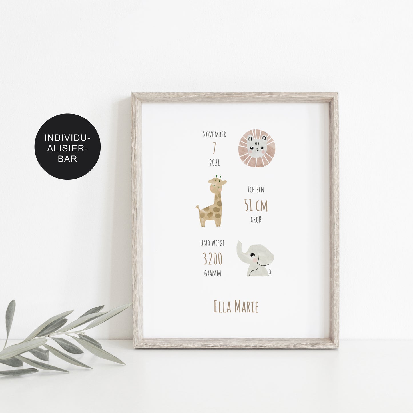 Poster Geburt Boho personalisiert – Kinderzimmer – Geburtstag