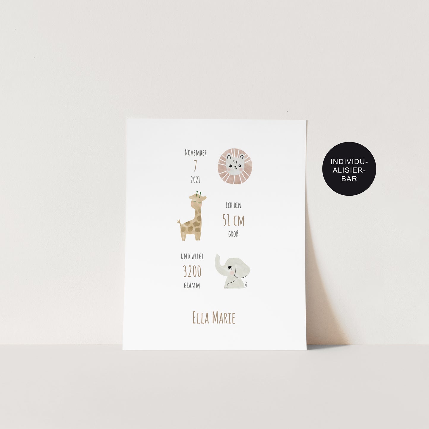 Poster Geburt Boho personalisiert – Kinderzimmer – Geburtstag