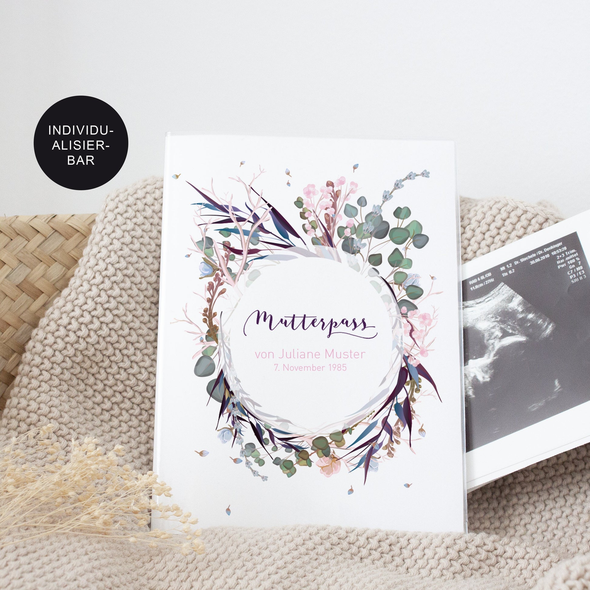 Mutterpass Hülle personalisiert mit Namen – Ultraschallbild – Geschenk