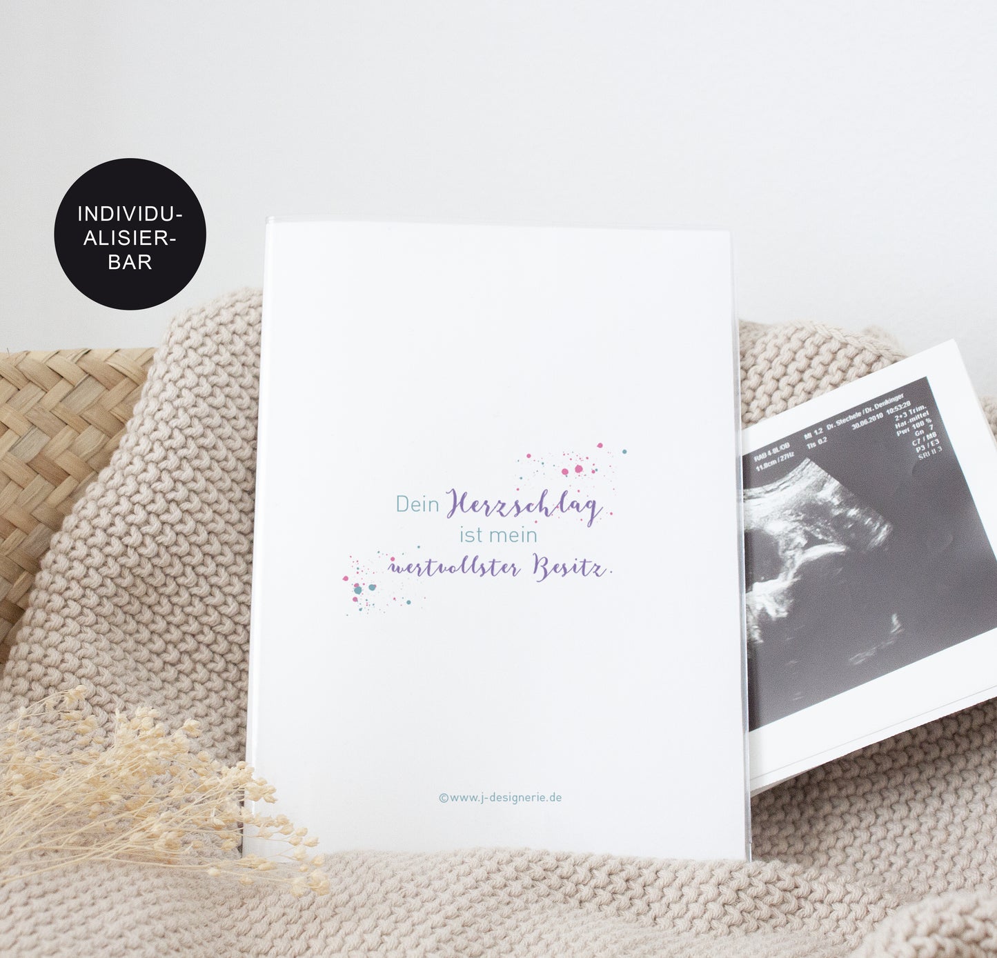 Mutterpass Hülle personalisiert Blumenkranz – Geschenk Schwangerschaft