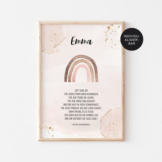 Patenbrief Taufe "Regenbogen" – personalisiertes Geschenk Patenkind