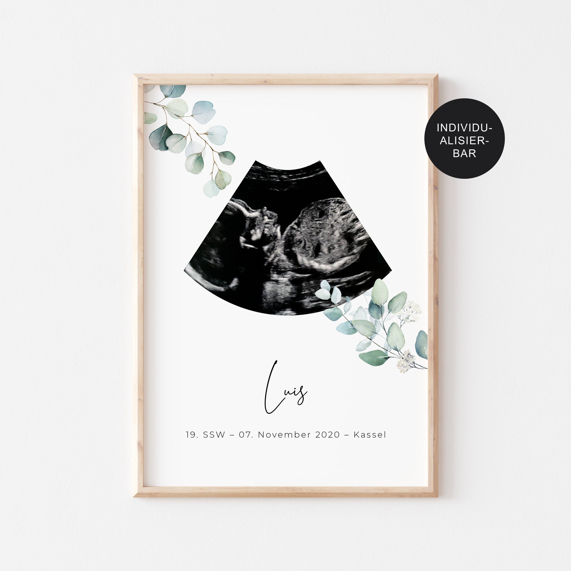 Poster Ultraschallbild Eukalyptus personalisiert – Geschenk Geburt
