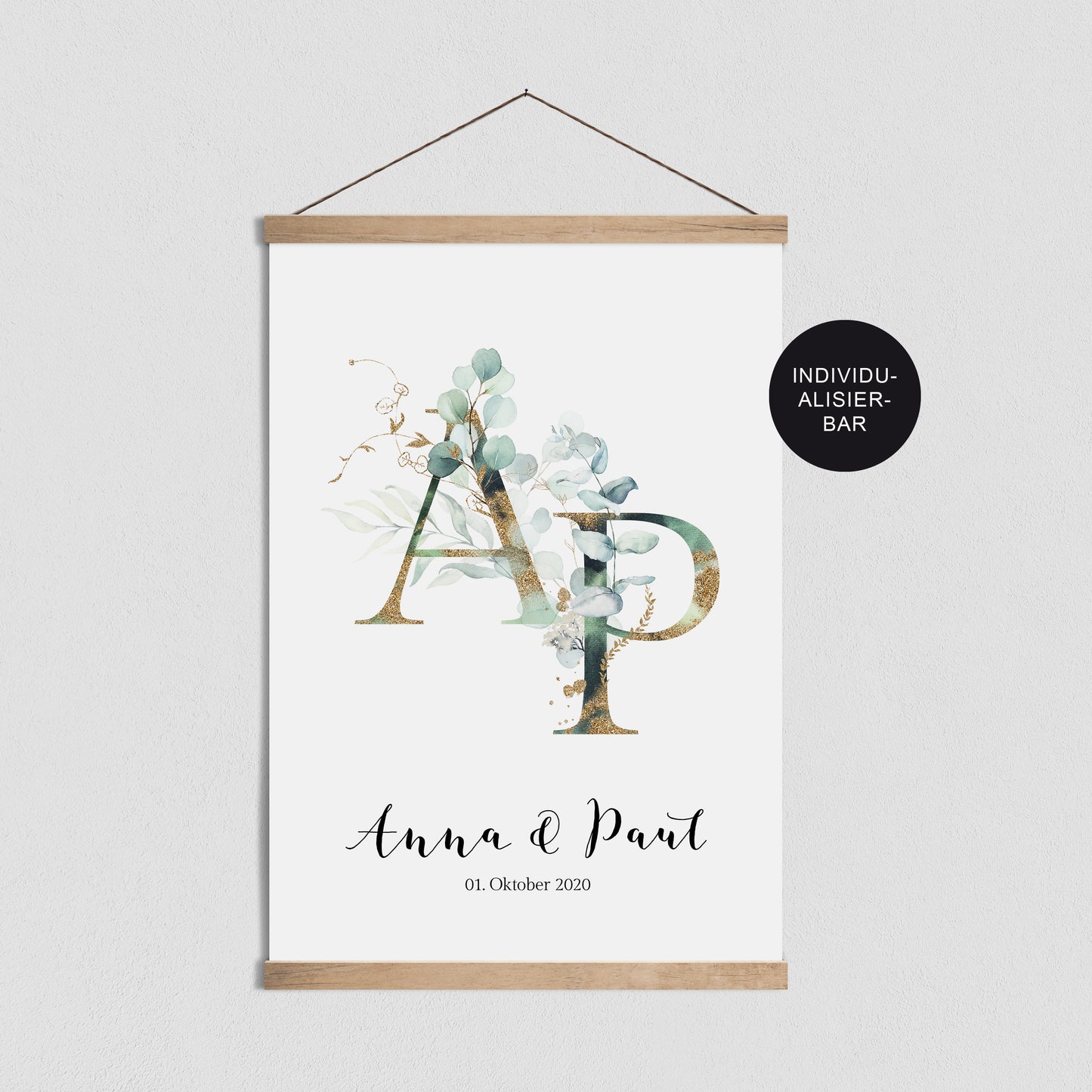 Hochzeitsgeschenk Poster personalisiert mit Namen und Datum – Hochzeitstag