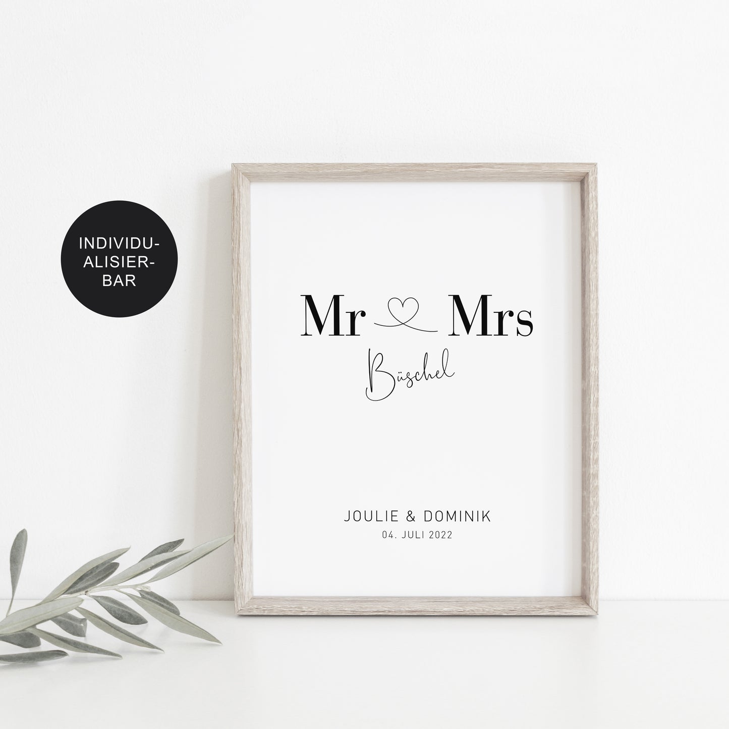 Hochzeitsgeschenk – Poster personalisiert mit Namen – Brautpaar