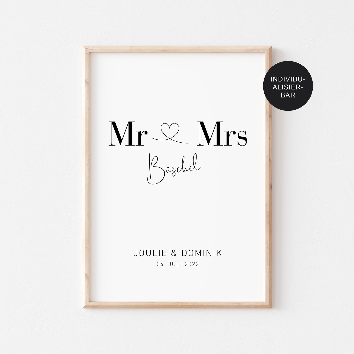 Hochzeitsgeschenk – Poster personalisiert mit Namen – Brautpaar