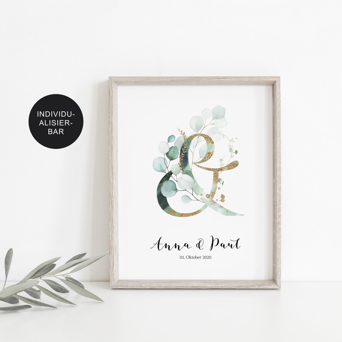 Poster personalisiert Geschenk zur Hochzeit Eukalyptus – Hochzeitsdatum