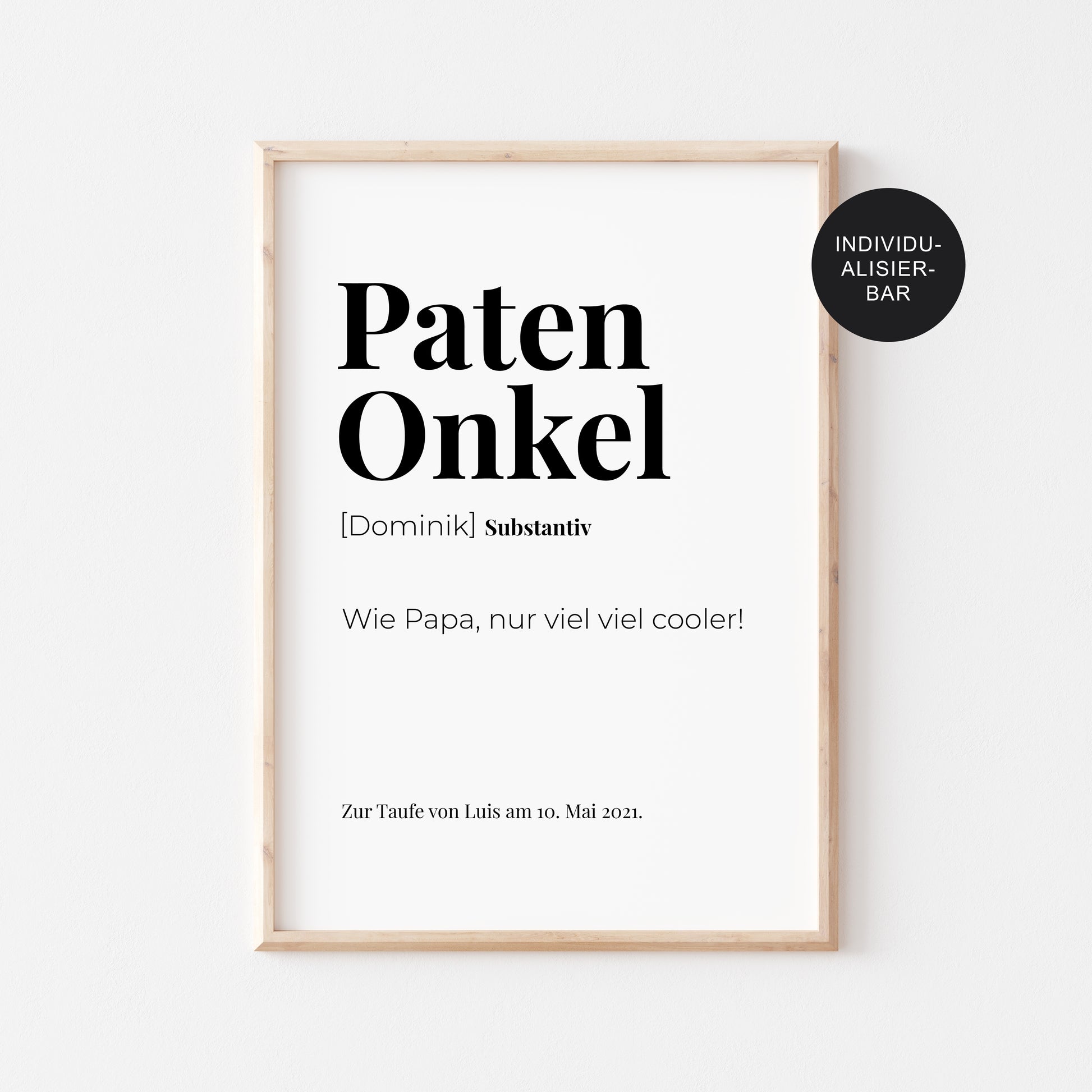 Patenbrief Patenonkel personalisiert als Taufgeschenk – Poster