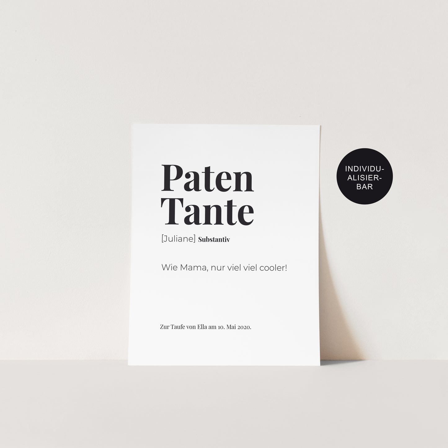 Patenbrief Patentanten personalisiert als Taufgeschenk – Poster