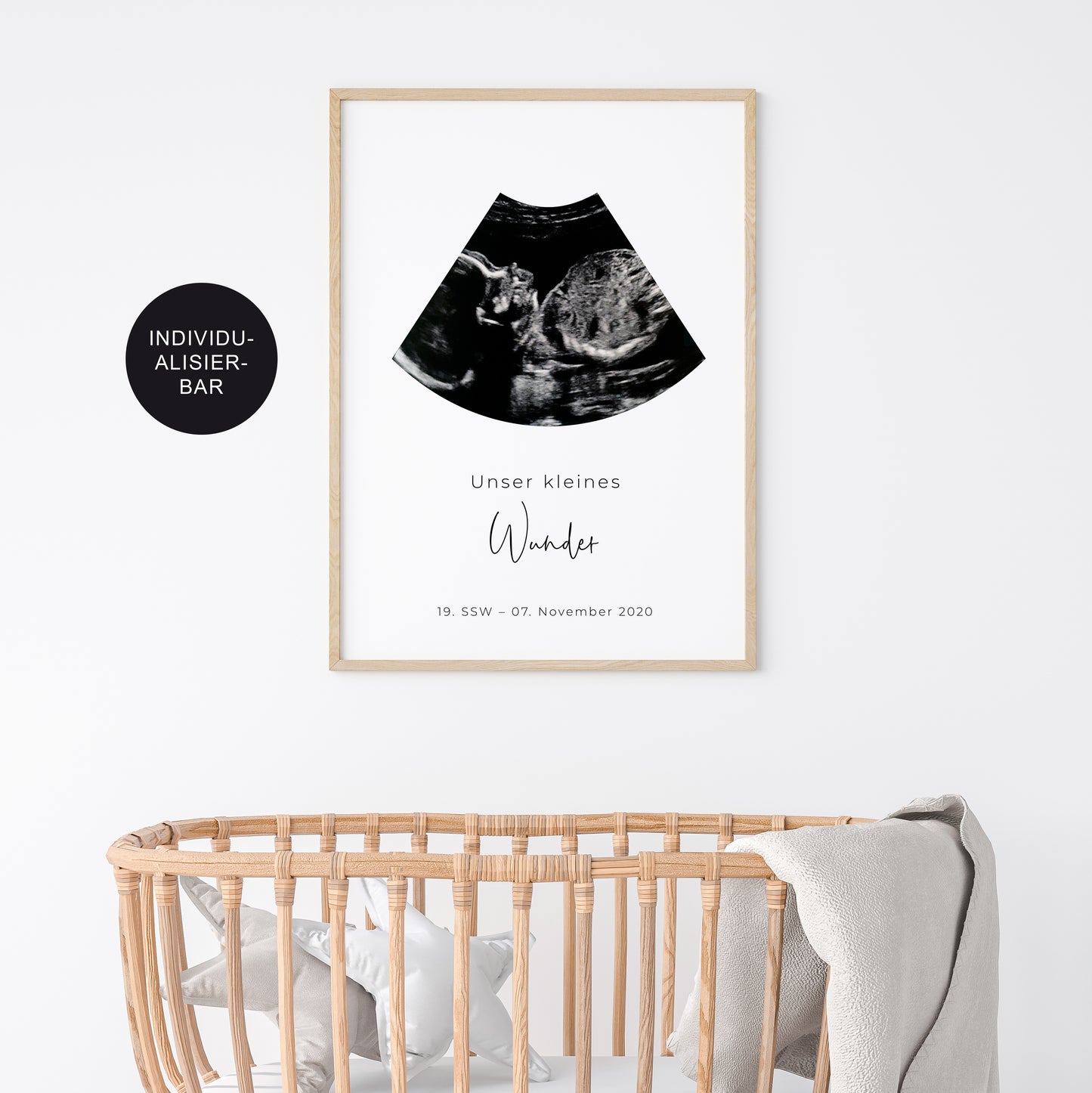 Poster Ultraschallbild – Babyposter mit Geburtsdaten für Kinderzimmer